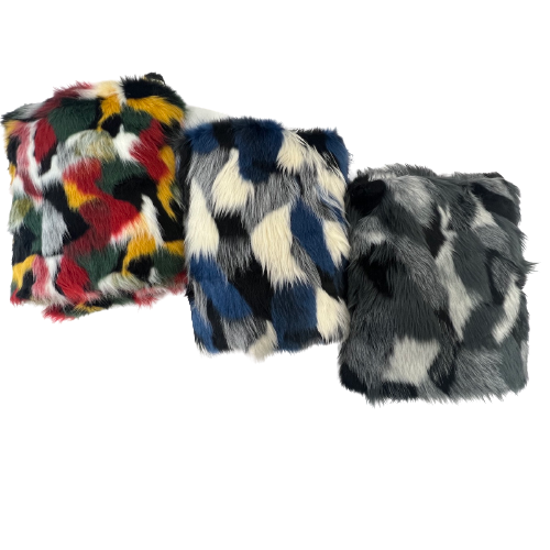 Multicolor Patchwork Faux Fur Fabric - Fashion Fabrics LLC
