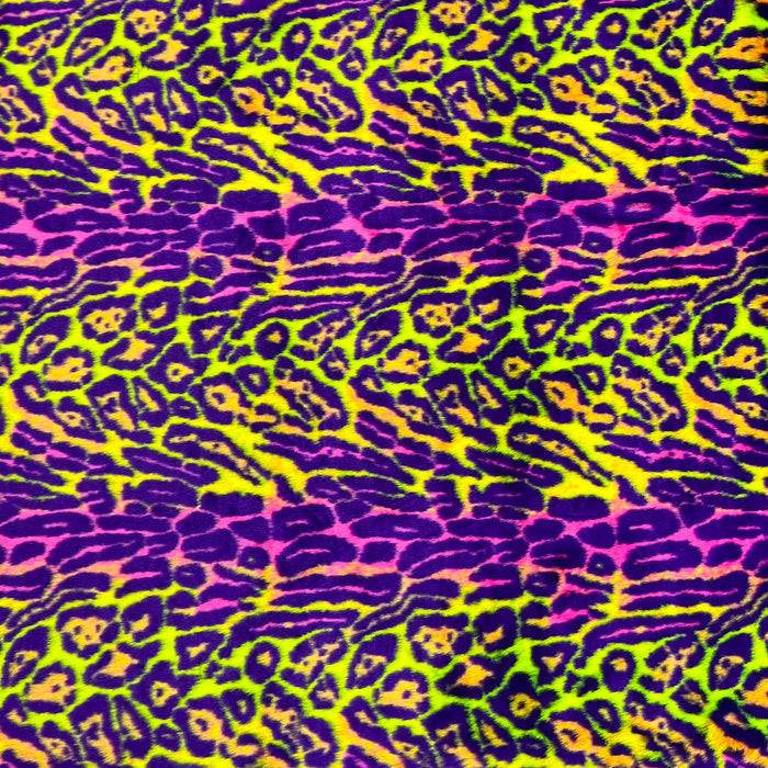 Multicolor Rainbow Leopard Print Faux Fur Fabric - Fashion Fabrics LLC