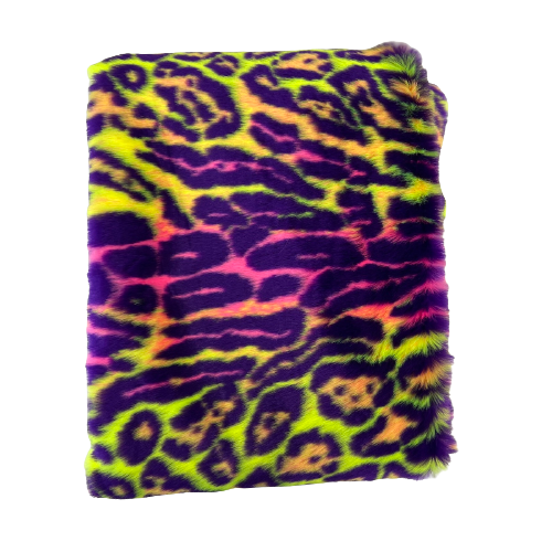 Multicolor Rainbow Leopard Print Faux Fur Fabric - Fashion Fabrics LLC