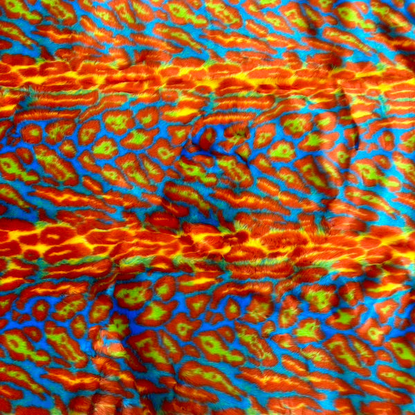 Multicolor Rainbow Leopard Print Faux Fur Fabric - Fashion Fabrics LLC