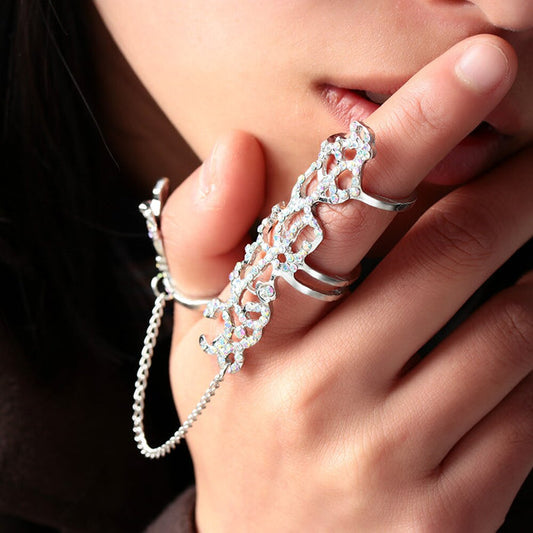 Multiple Finger Stack Knuckle Band Crystal Ring