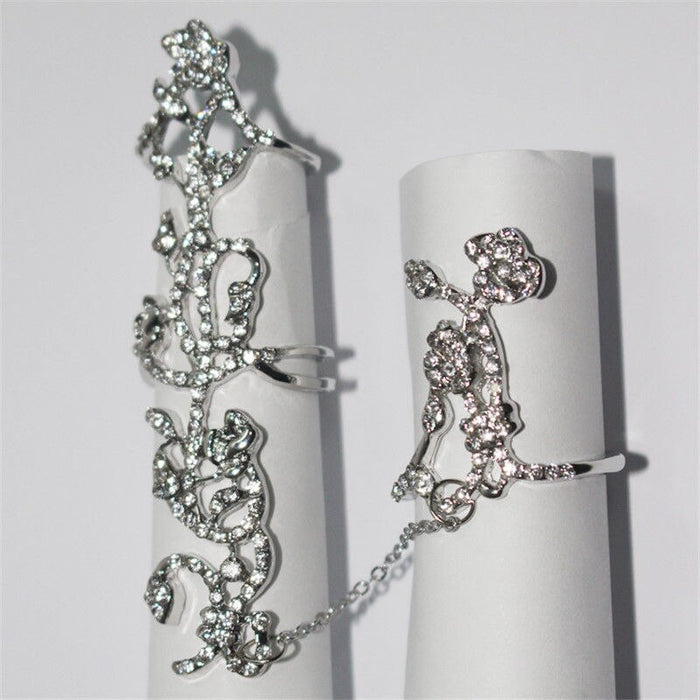 Multiple Finger Stack Knuckle Band Crystal Ring