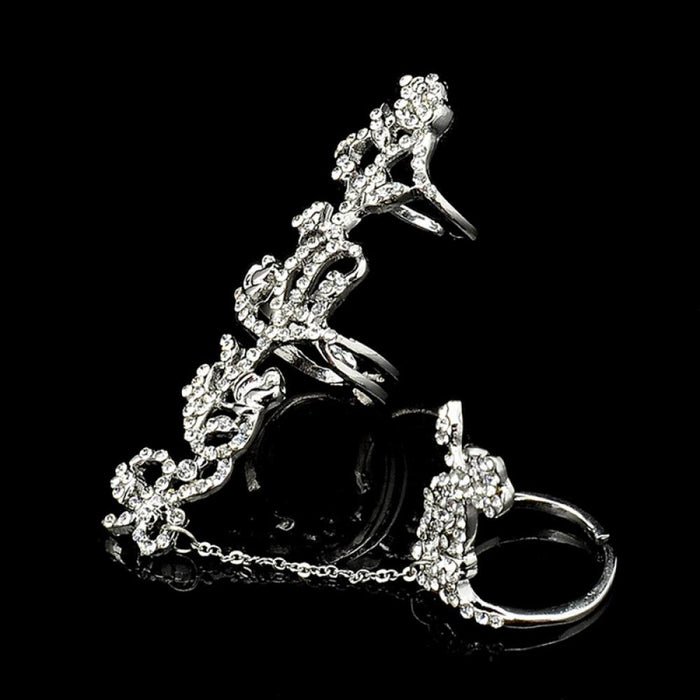 Multiple Finger Stack Knuckle Band Crystal Ring