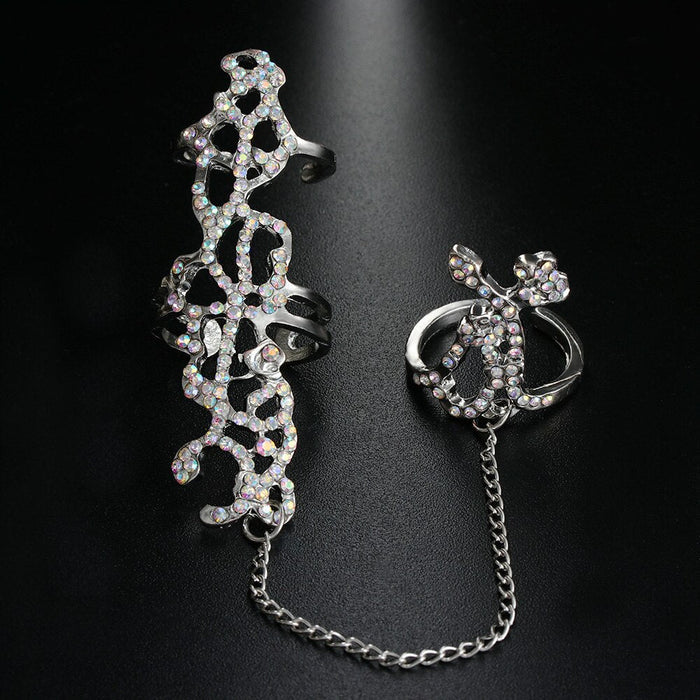 Multiple Finger Stack Knuckle Band Crystal Ring