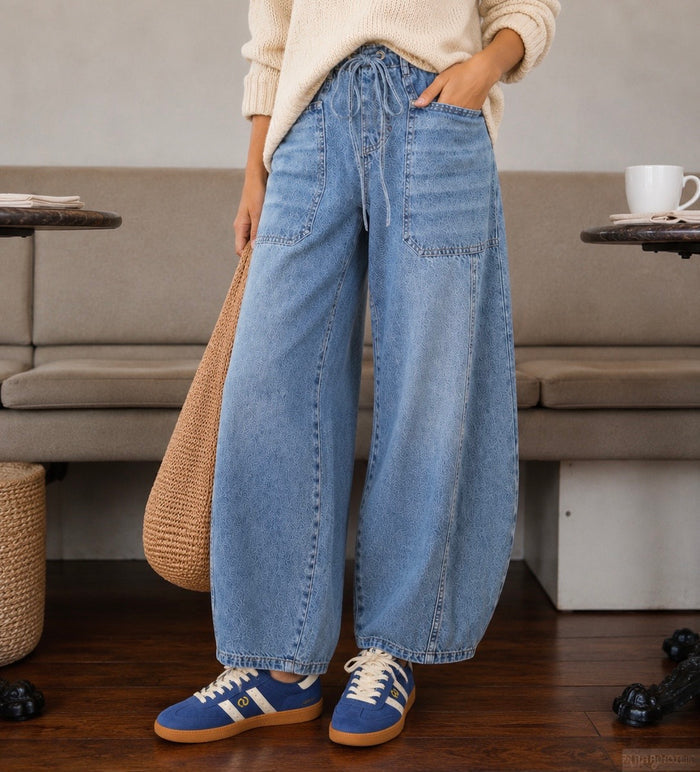 Mutig Elastic Waist with draw string barrel Jeans