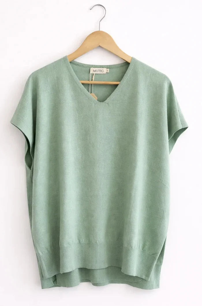 Mutig Poncho V Neck Knit - Sage