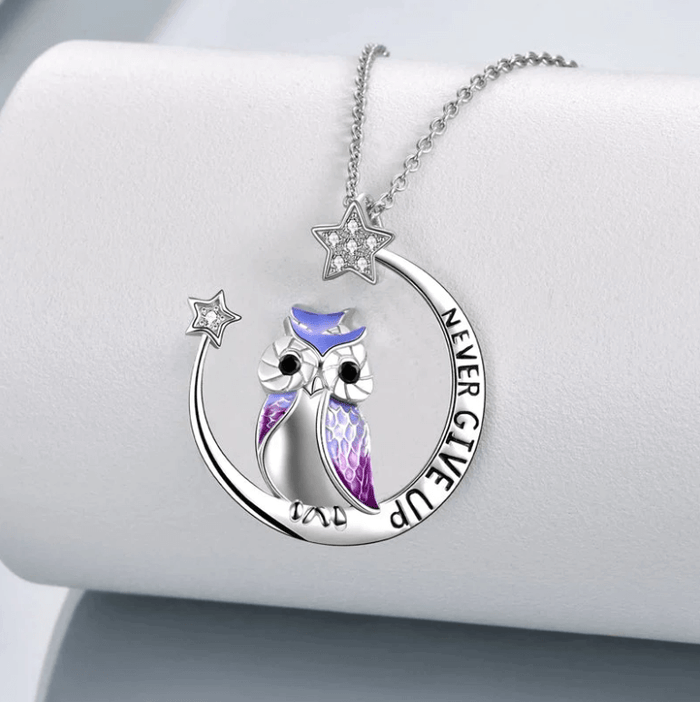 Never Give Up Wise Owl Necklace