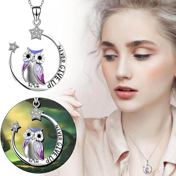 Never Give Up Wise Owl Necklace