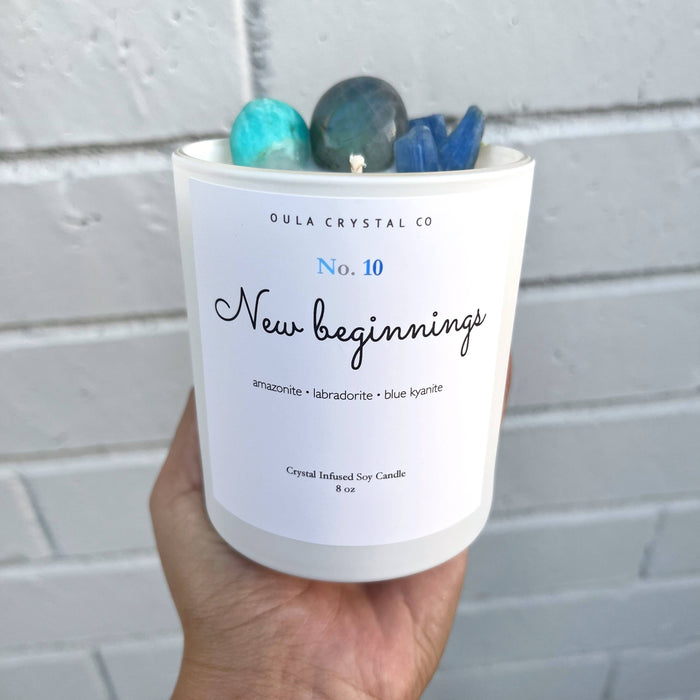 New Beginnings Crystal Candle