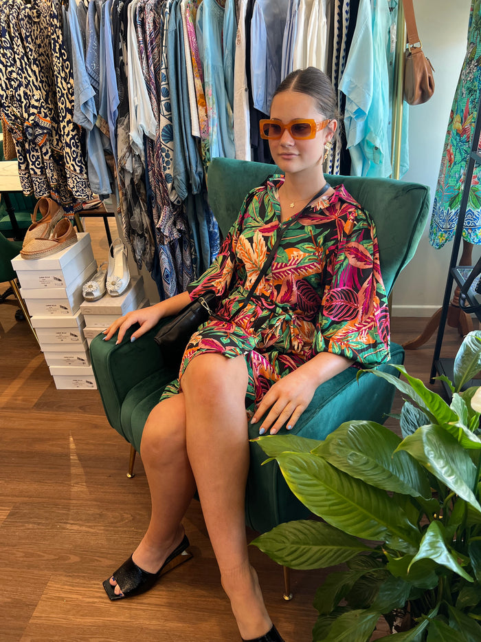 New U Collection Lola Shirt Dress - Multi Coloured Floral Print
