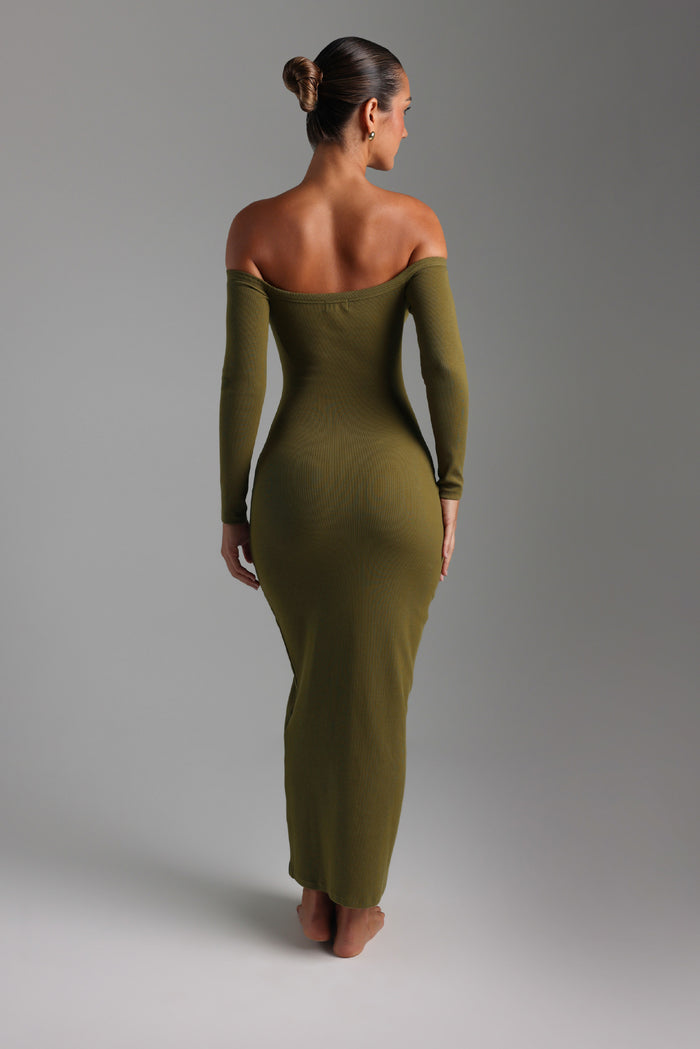 Off Shoulder Maxi Dress - Olive