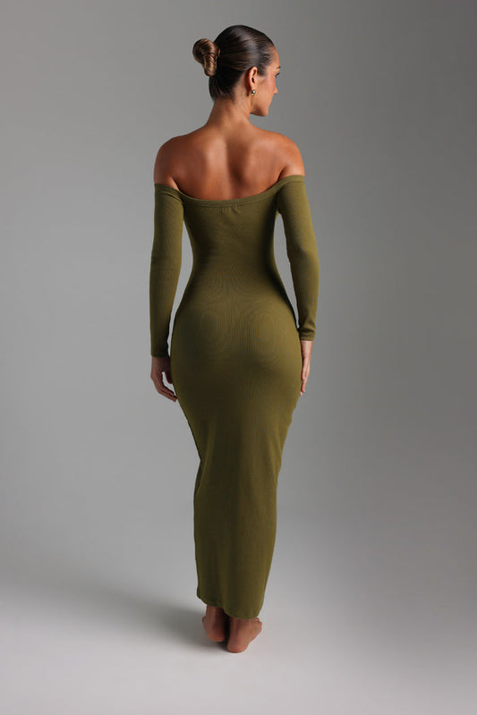 Off Shoulder Maxi Dress - Olive