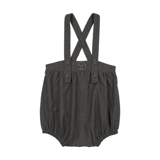 one piece plaid edition bubble romper - mid gray