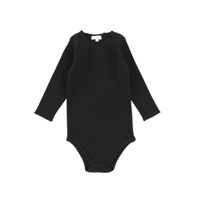 onesie l/s crewneck ribbed - black