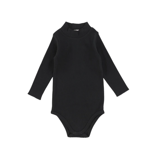onesie l/s ribbed mockneck - black