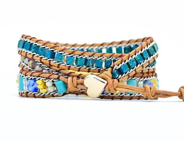 Opal Heart Wrap Bracelet