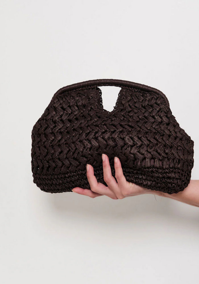 Open Handle Paper Weave Clutch