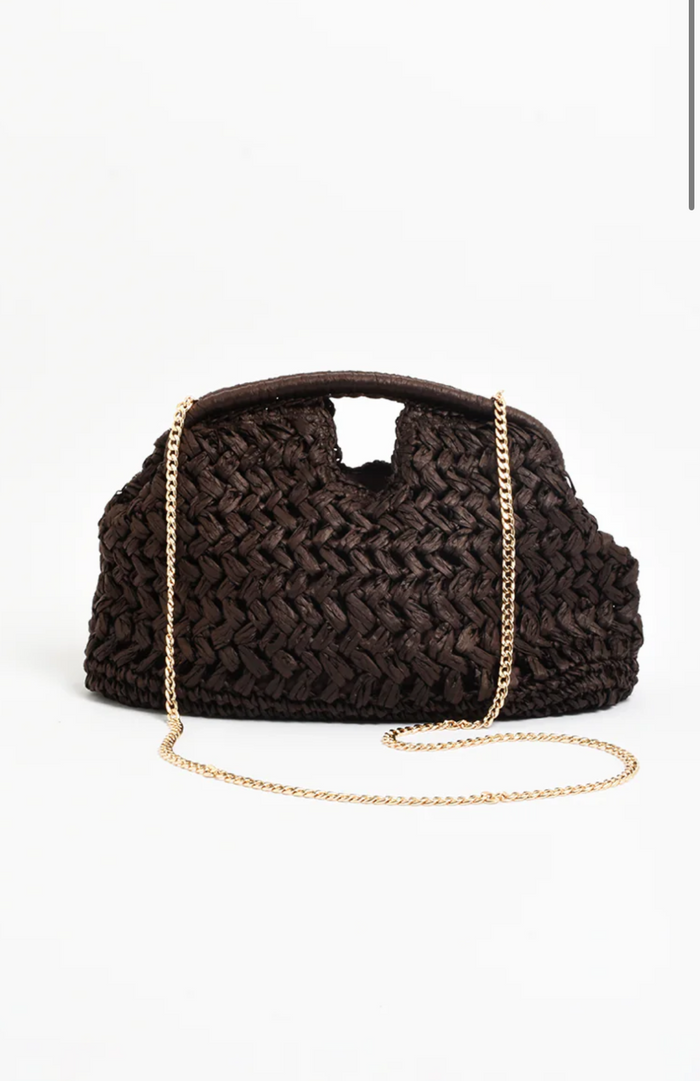 Open Handle Paper Weave Clutch