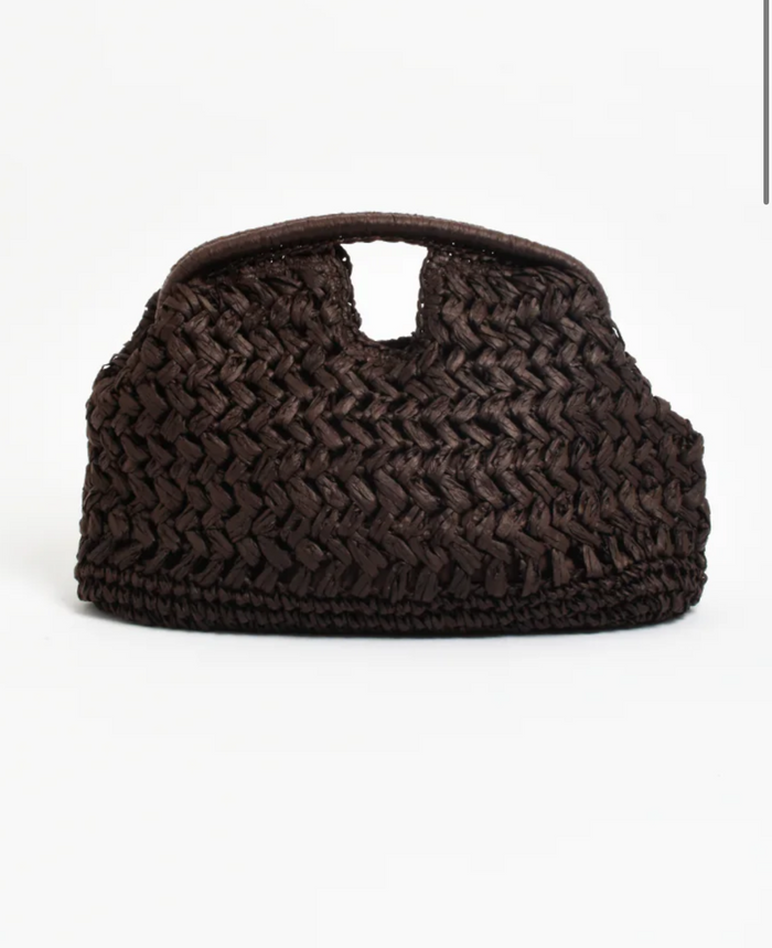 Open Handle Paper Weave Clutch