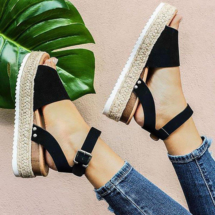 Open Toe Ankle Strap Wedges