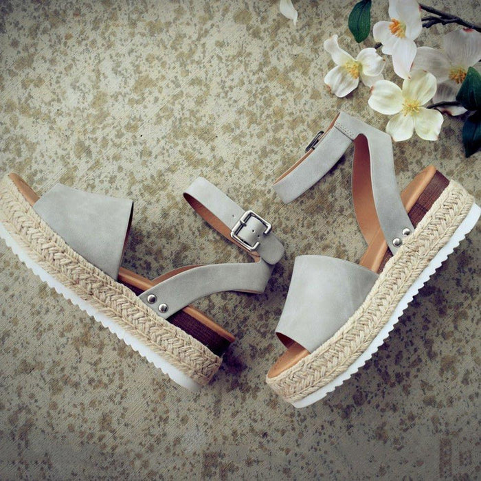Open Toe Ankle Strap Wedges