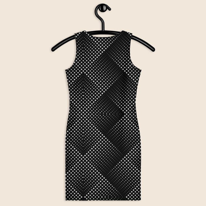 Optical Illusion Bodycon Dress, Trippy Design In Black and White