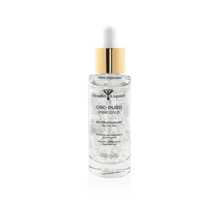 Huile visage Oro Puro Silver Stardust Glow Oil Gioiello Liquido 30 ml argent pur flacon