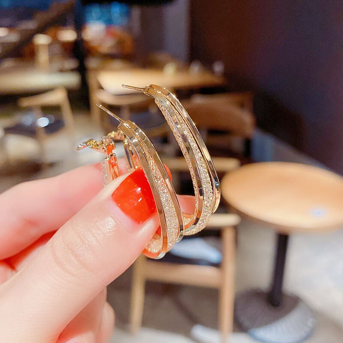 Oval Shiny Hoop Earrings