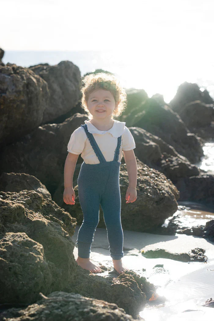overall ribbed with ruffled suspender long - 214-bone