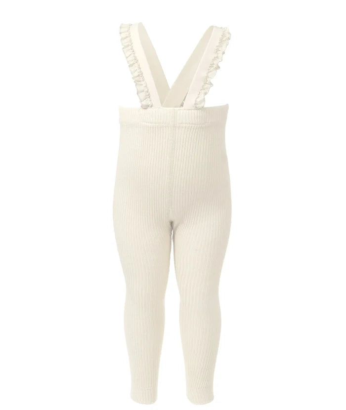 overall ribbed with ruffled suspender long footed - 63-vanilla