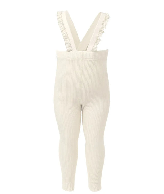 overall ribbed with ruffled suspender long footed - 63-vanilla