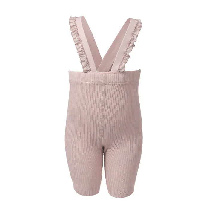overall ribbed with ruffled suspender short - 9-black