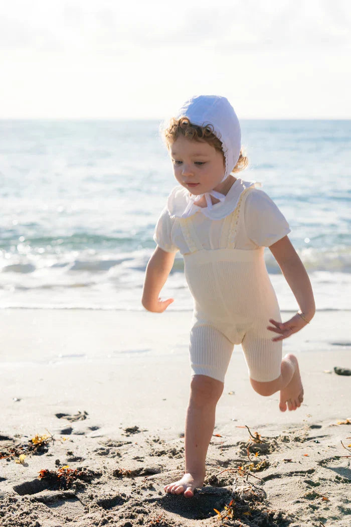 overall ribbed with ruffled suspender short - 9-black