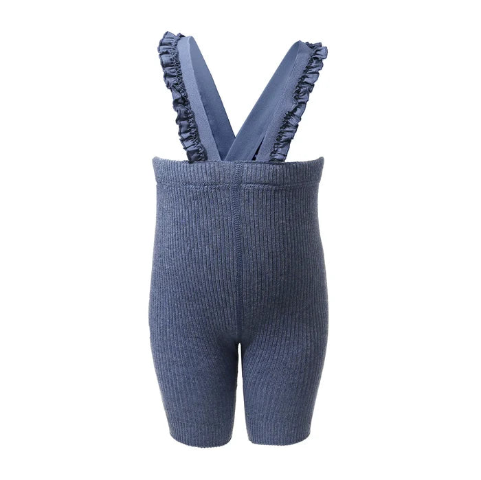 overall ribbed with ruffled suspender short footed - 250-light denim
