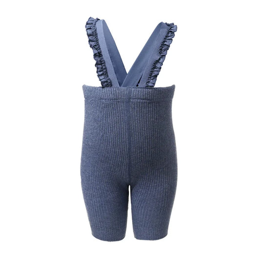 overall ribbed with ruffled suspender short footed - 250-light denim