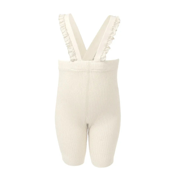 overall ribbed with ruffled suspender short footed - 63-vanilla
