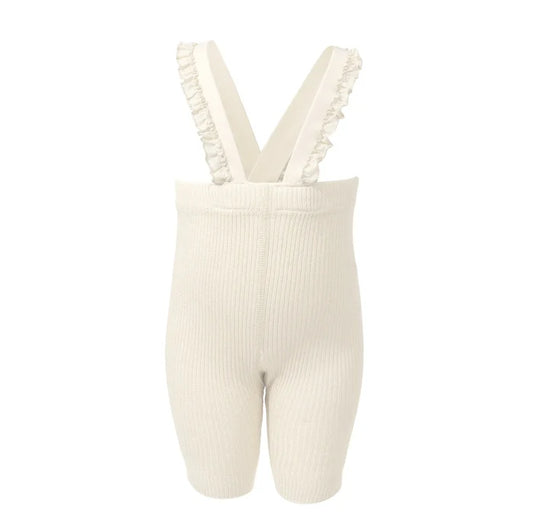 overall ribbed with ruffled suspender short footed - 63-vanilla