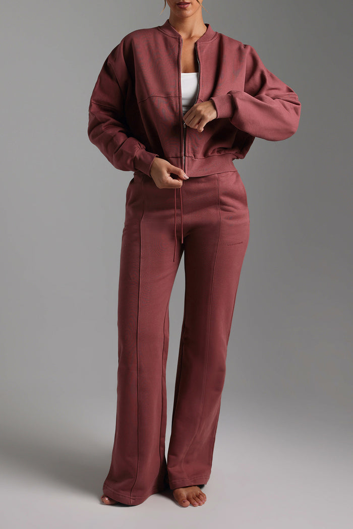 Oversized Bomber Fit Jacket - Vintage Berry