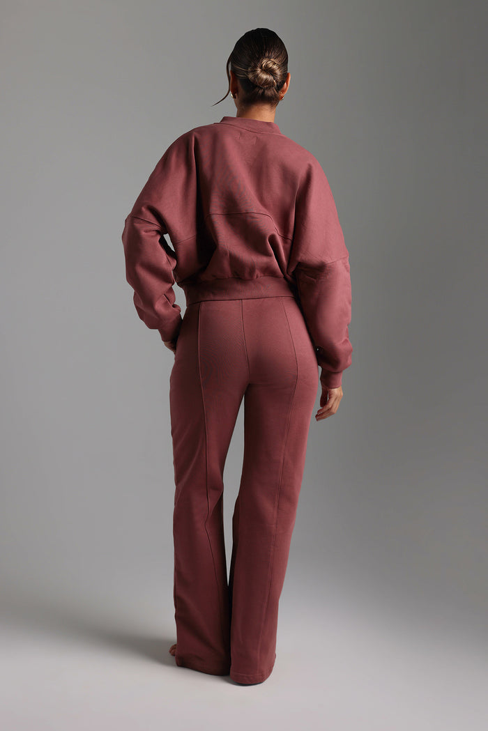 Oversized Bomber Fit Jacket - Vintage Berry