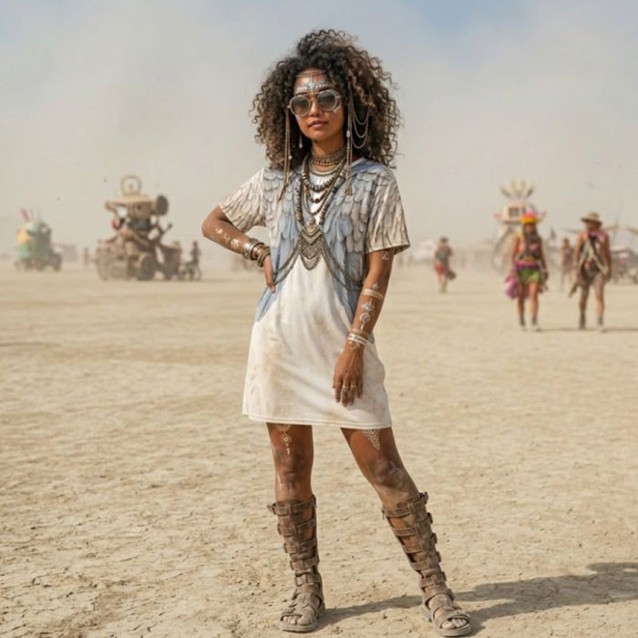 Oversized White T Shirt Dress | Graphic Wings