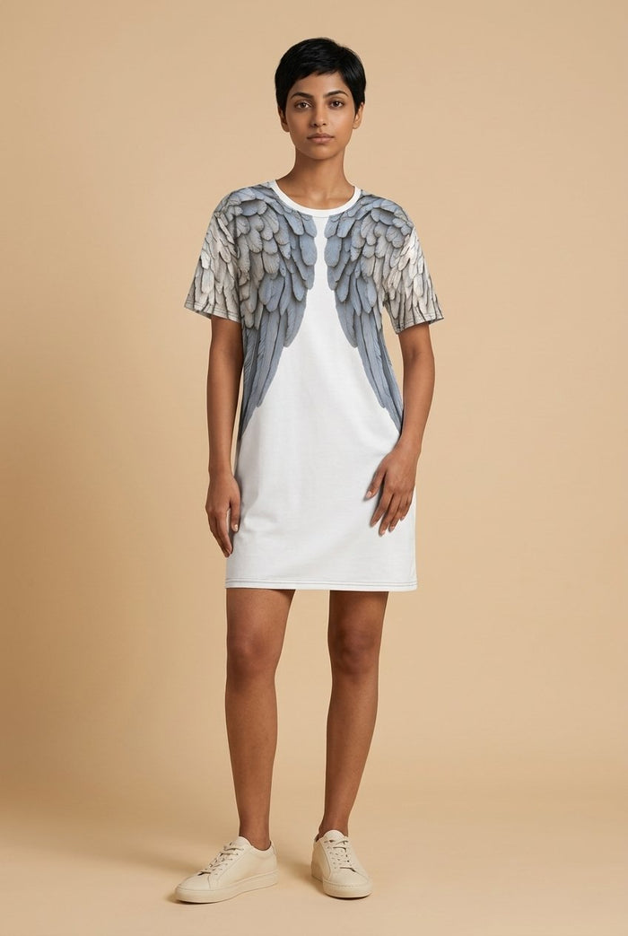 Oversized White T Shirt Dress | Graphic Wings