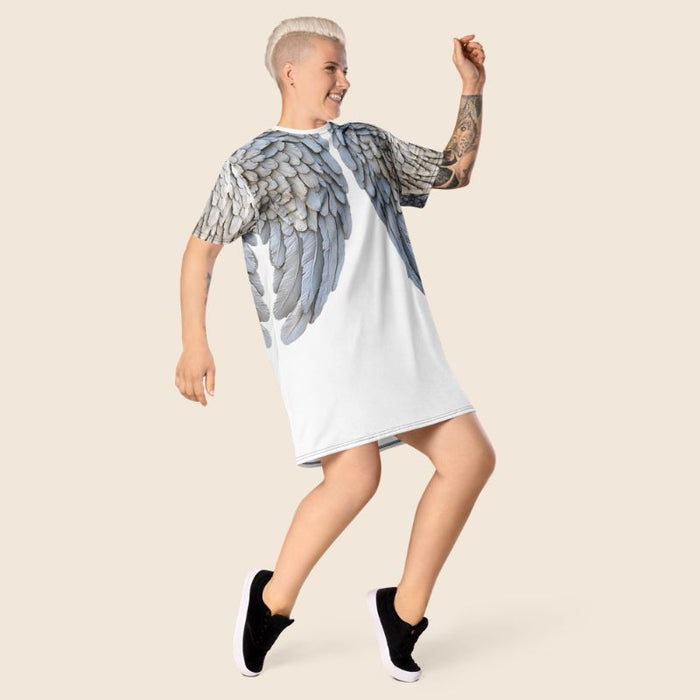 Oversized White T Shirt Dress | Graphic Wings