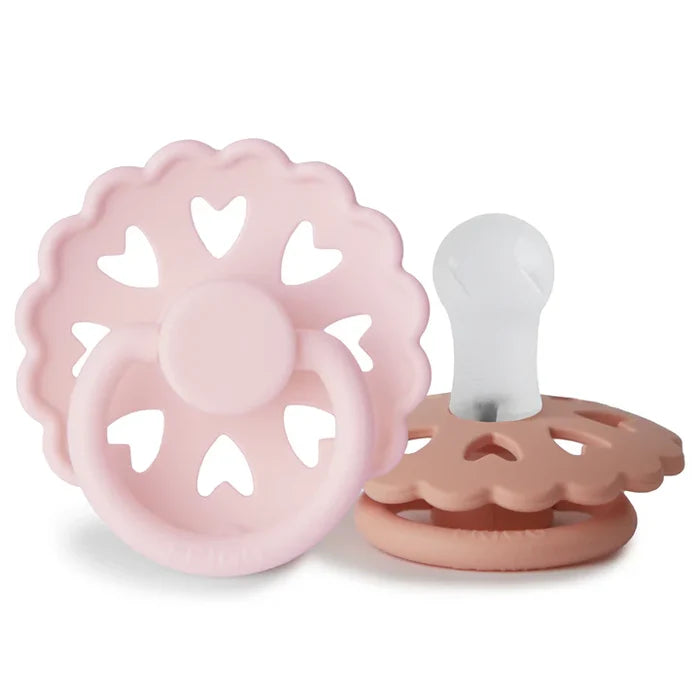 pacifier anderson fairytale silicone rubber 2 pack - wt lilac/prty peach