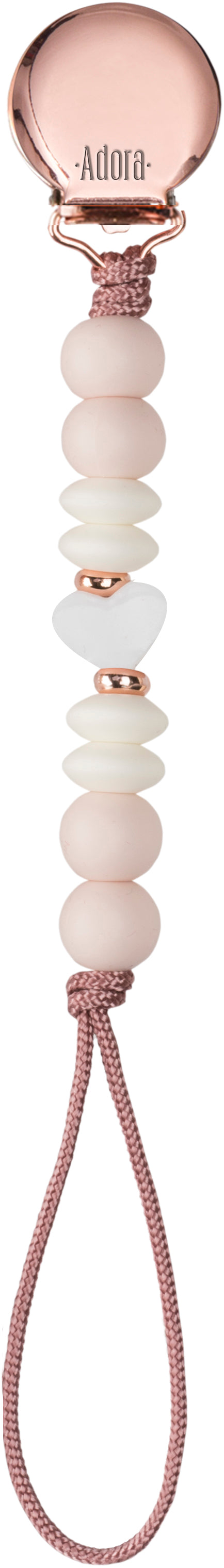 pacifier clip girls - blush/heart