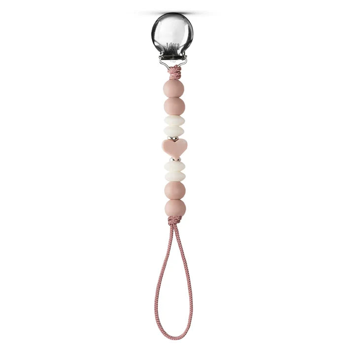 pacifier clip girls - mauve/heart
