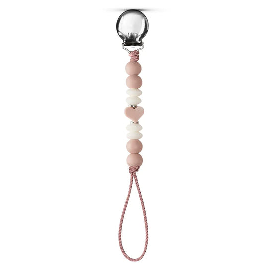 pacifier clip girls - mauve/heart