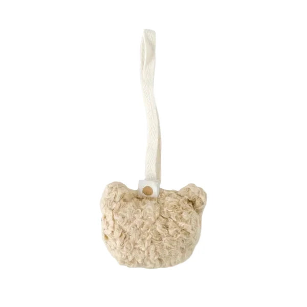 pacifier clip sherpa plush bear - natural