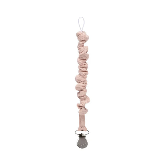 pacifier clip solid ribbed cotton - blush