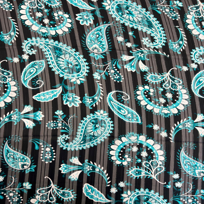 Paisley Print Metallic Stripe Chiffon Fabric - Fashion Fabrics LLC