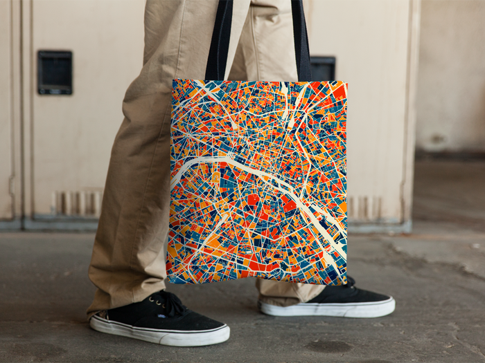 Paris Map Tote Bag - France Map Tote Bag 15x15